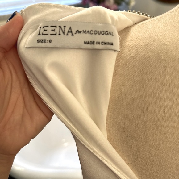 NWT Mac Duggal White Satin Gorgeous Ruched Dress With Classy Rhinestone - Picture 5 of 15